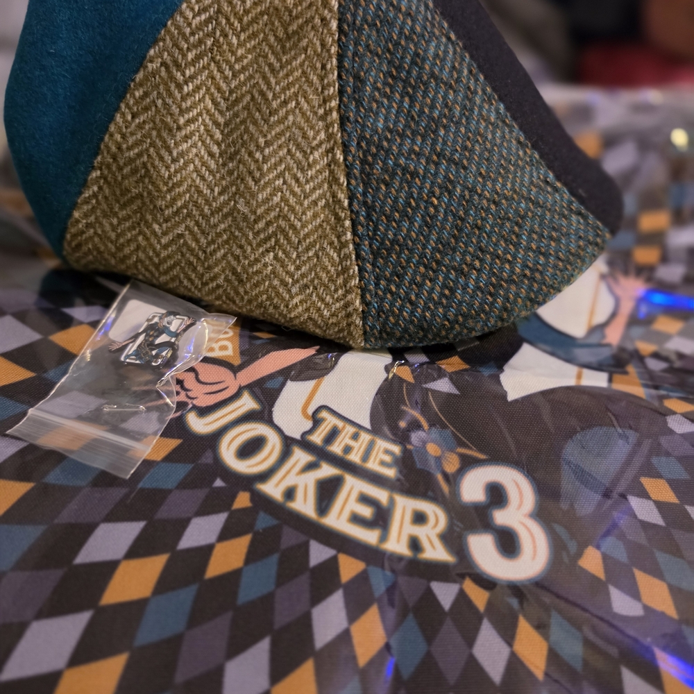 Patchwork Tweed Flat Cap in Teal, Olive & Black